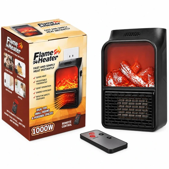 فن هیتر پریزی 1000 وات فلیم طرح شومینه مدل Flam Heater